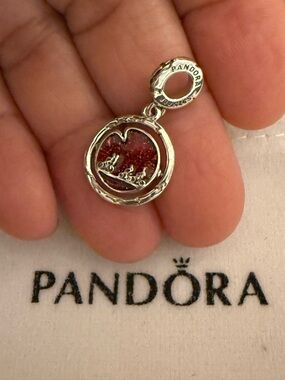 Pandora Silver Red Heart Wave Dangle Charm